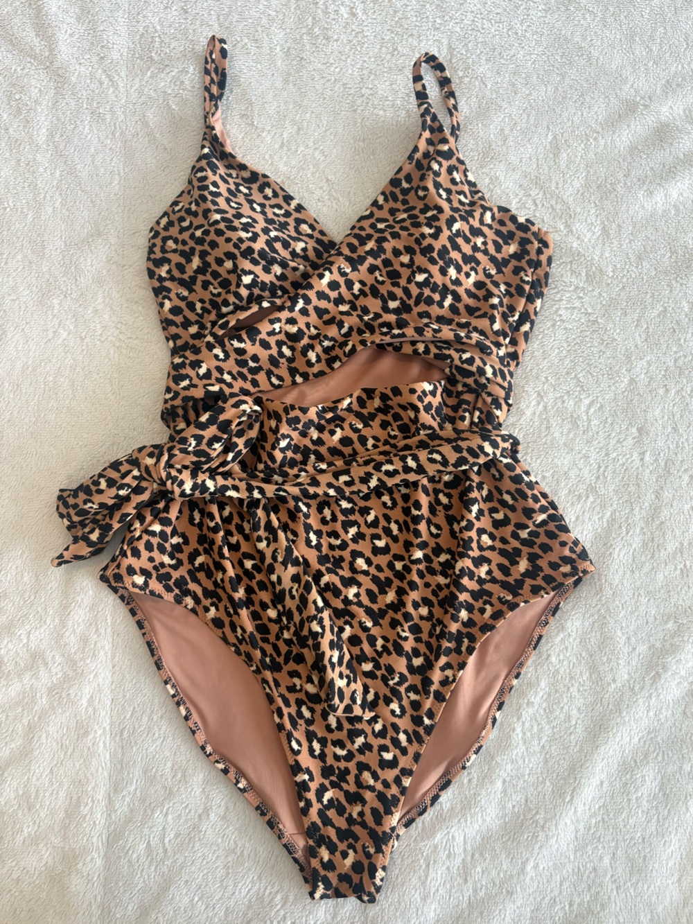 Aerie Leopard Print One Piece Bathing Suit, Large